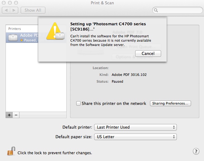 HP c4780 setup fails downloading from App… - Apple Community