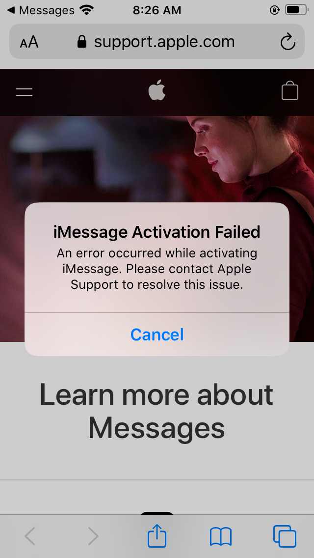 Imessage Activation Failed An Error Occ Apple Community