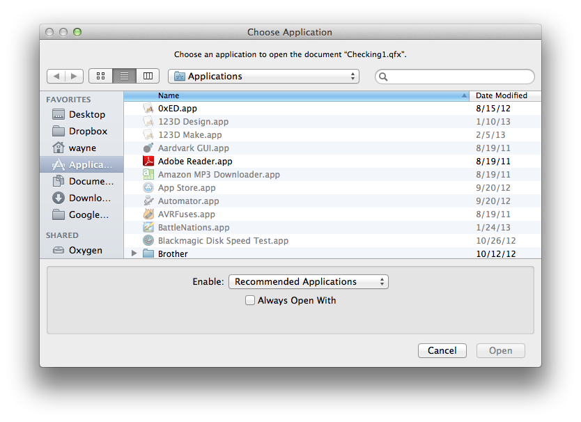 Reader for .qfx file in mac os