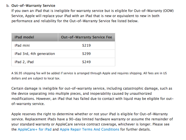 Make sure you pay your iPad insurance fee! The cost to repair an iPad is  $236. To replace the iPad and keyboard case costs $525.