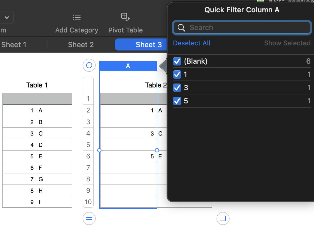 Pasting nonadjacent selected rows into an Apple Community