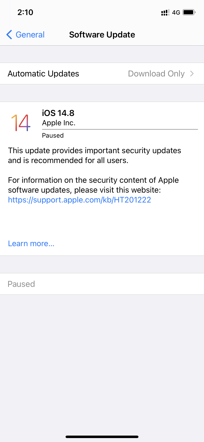 My iphone xr update stuck on paused what … Apple Community