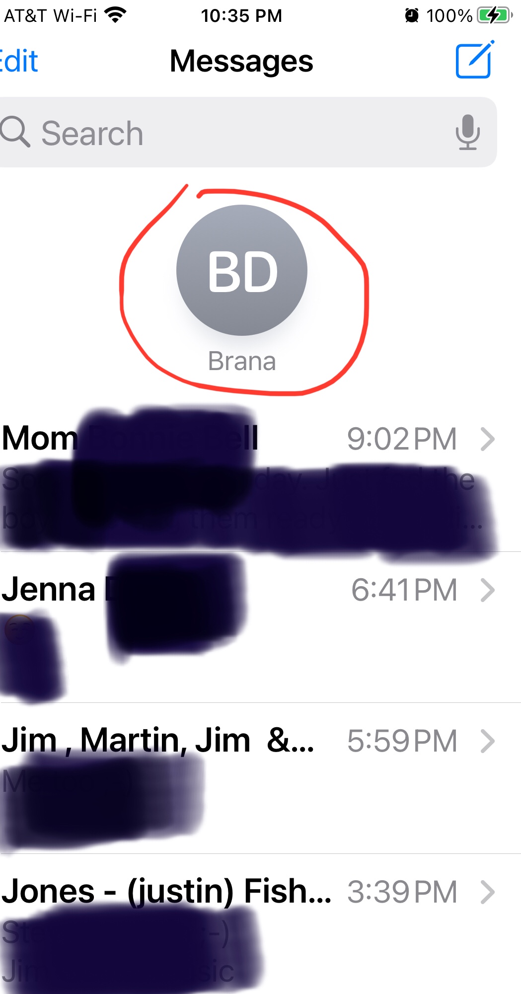 Circle with initials on list of texted co… - Apple Community