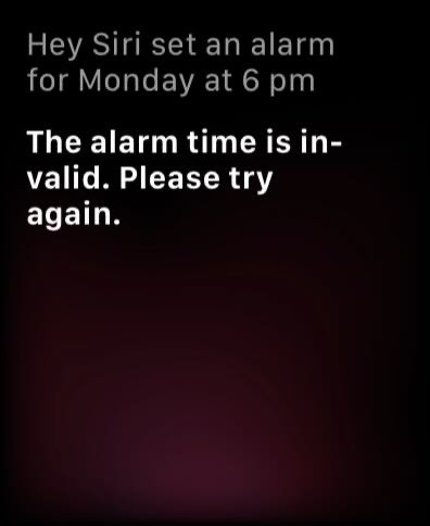 Issue setting alarms with Siri