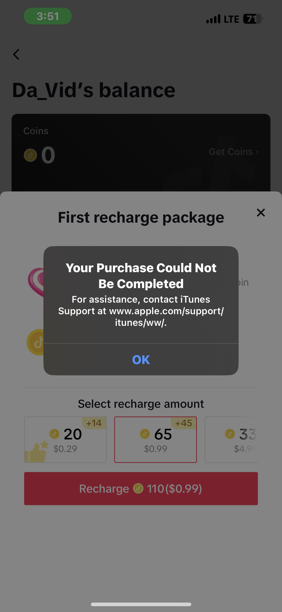 Trying to purchase tiktok gifts and now n… - Apple Community