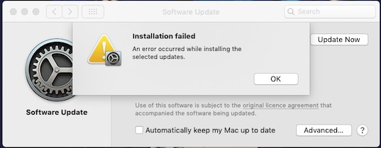 I keep getting a pop-up "Instalation fail… - Apple Community