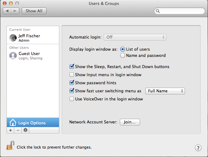 Automatic Login Greyed Out in OS X Mounta… Apple Community