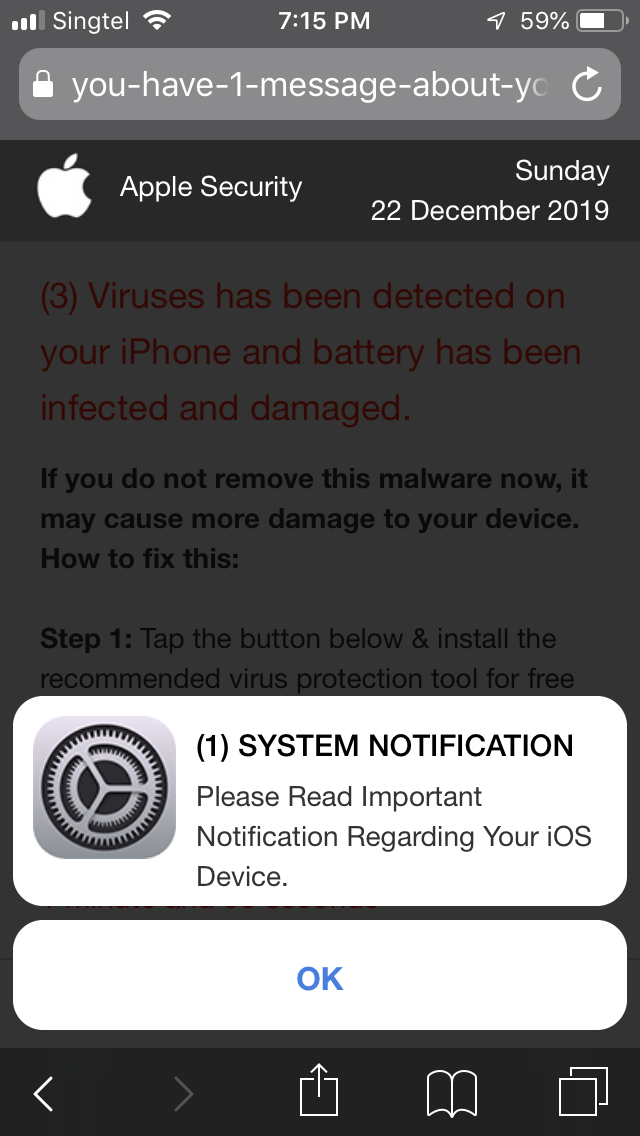 Virus warning Apple Community