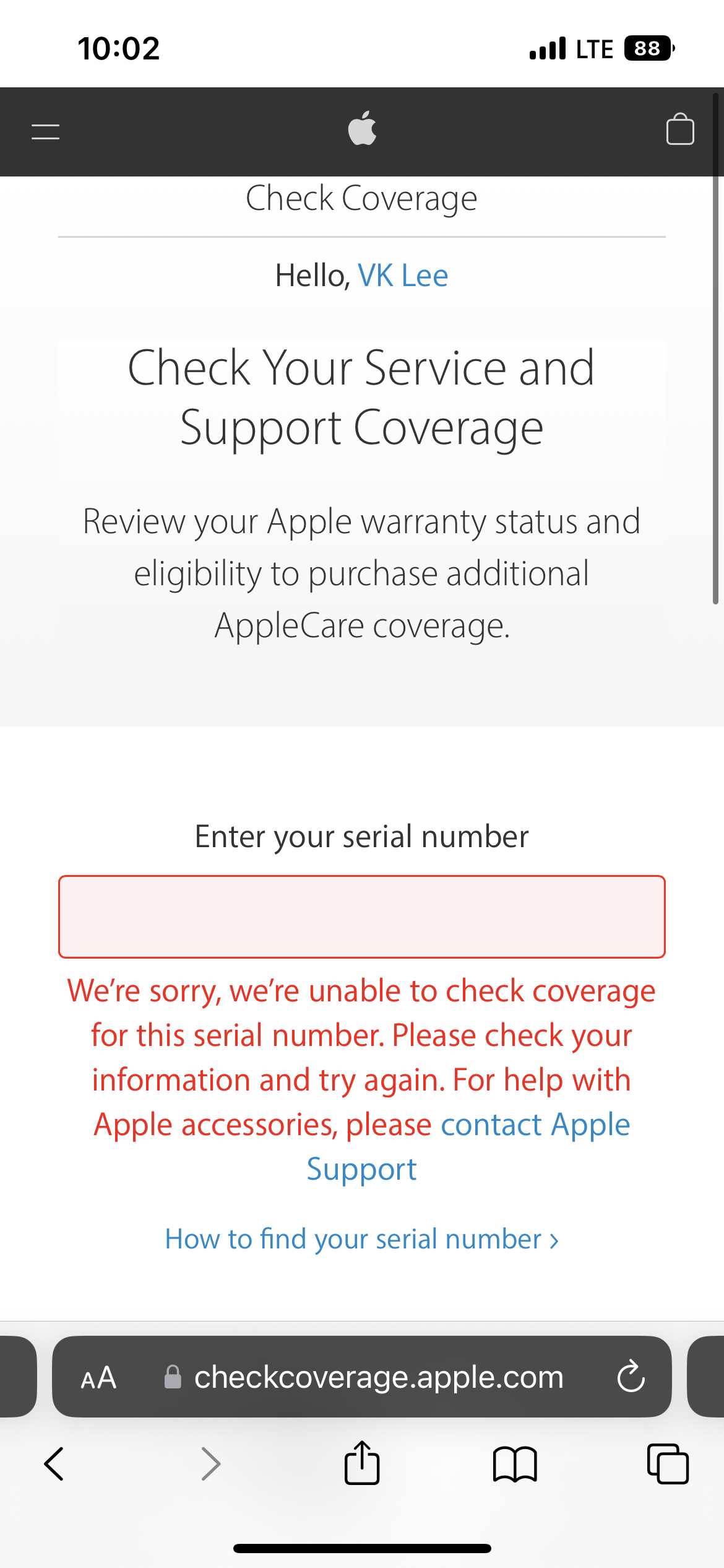 can't check the serial number of - Apple Community