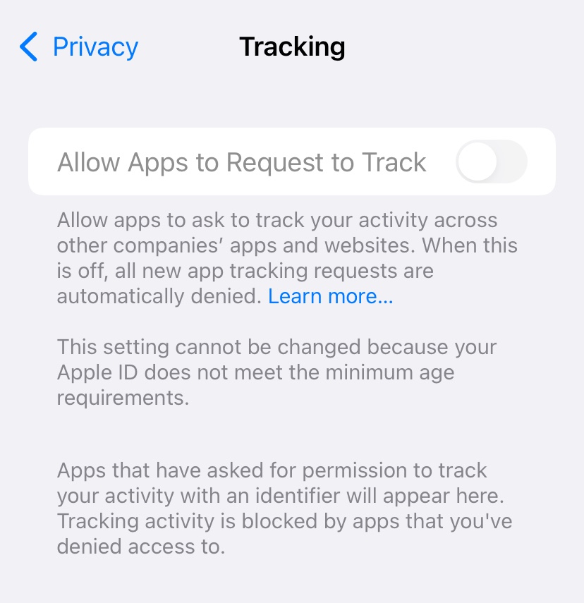 Tracking greyed out Apple Community