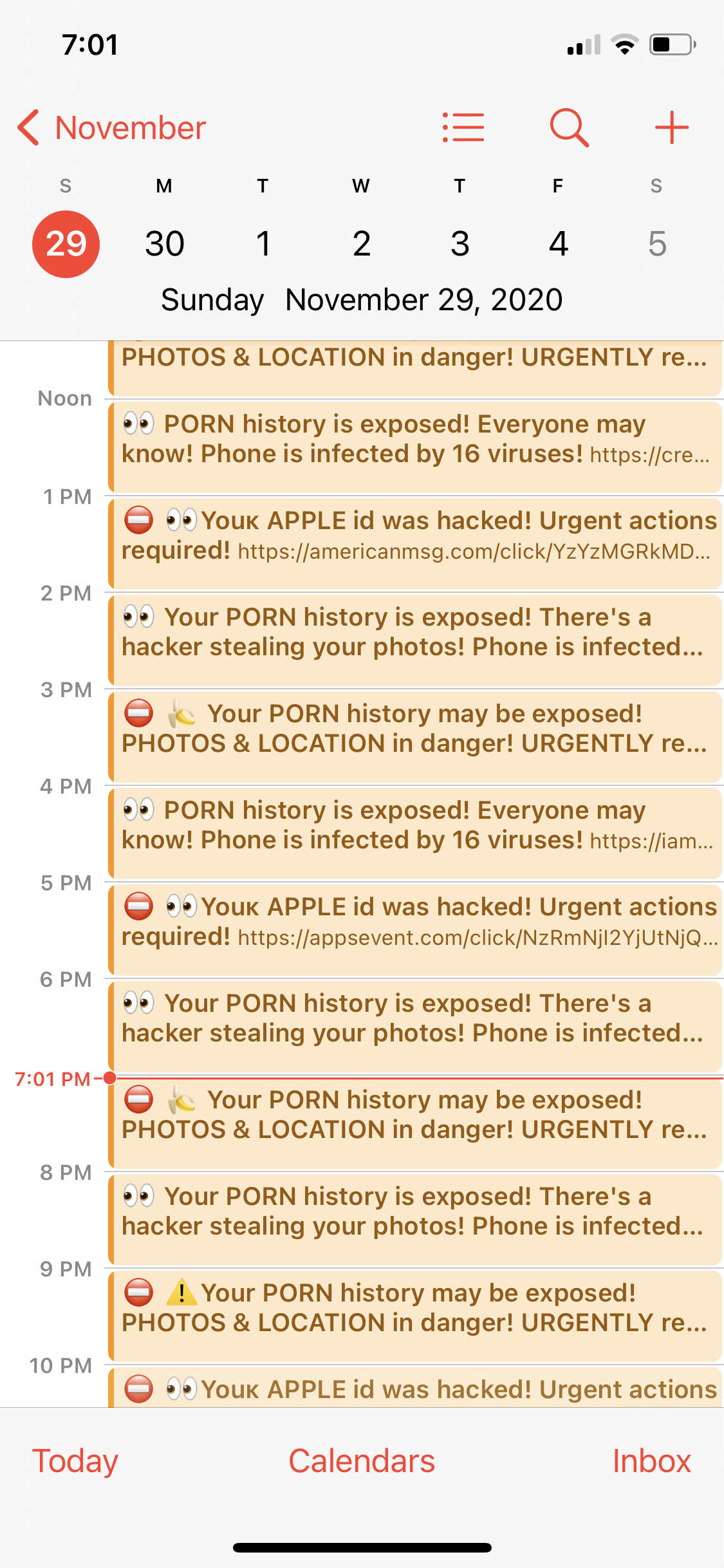 Iphone hacked by ads calendar