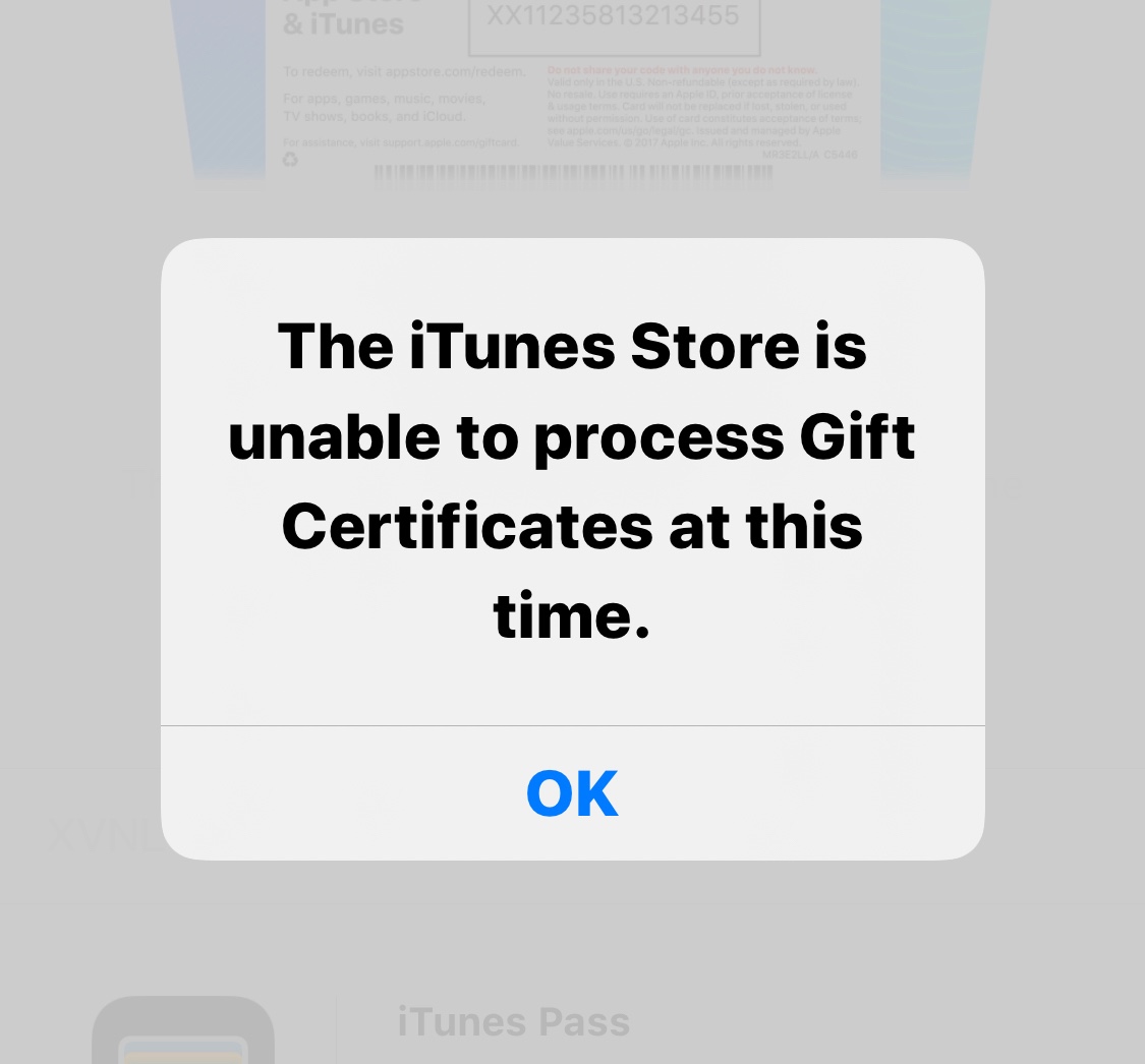 apple gift card not valid - Apple Community
