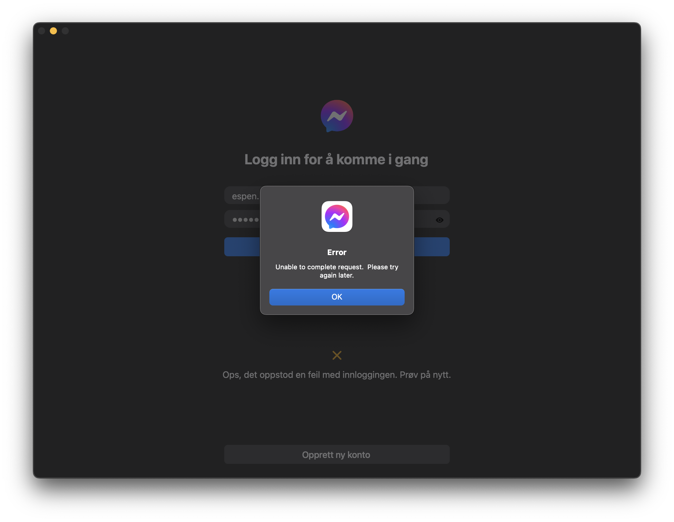 Facebook messenger Mac app wont log in Apple Community