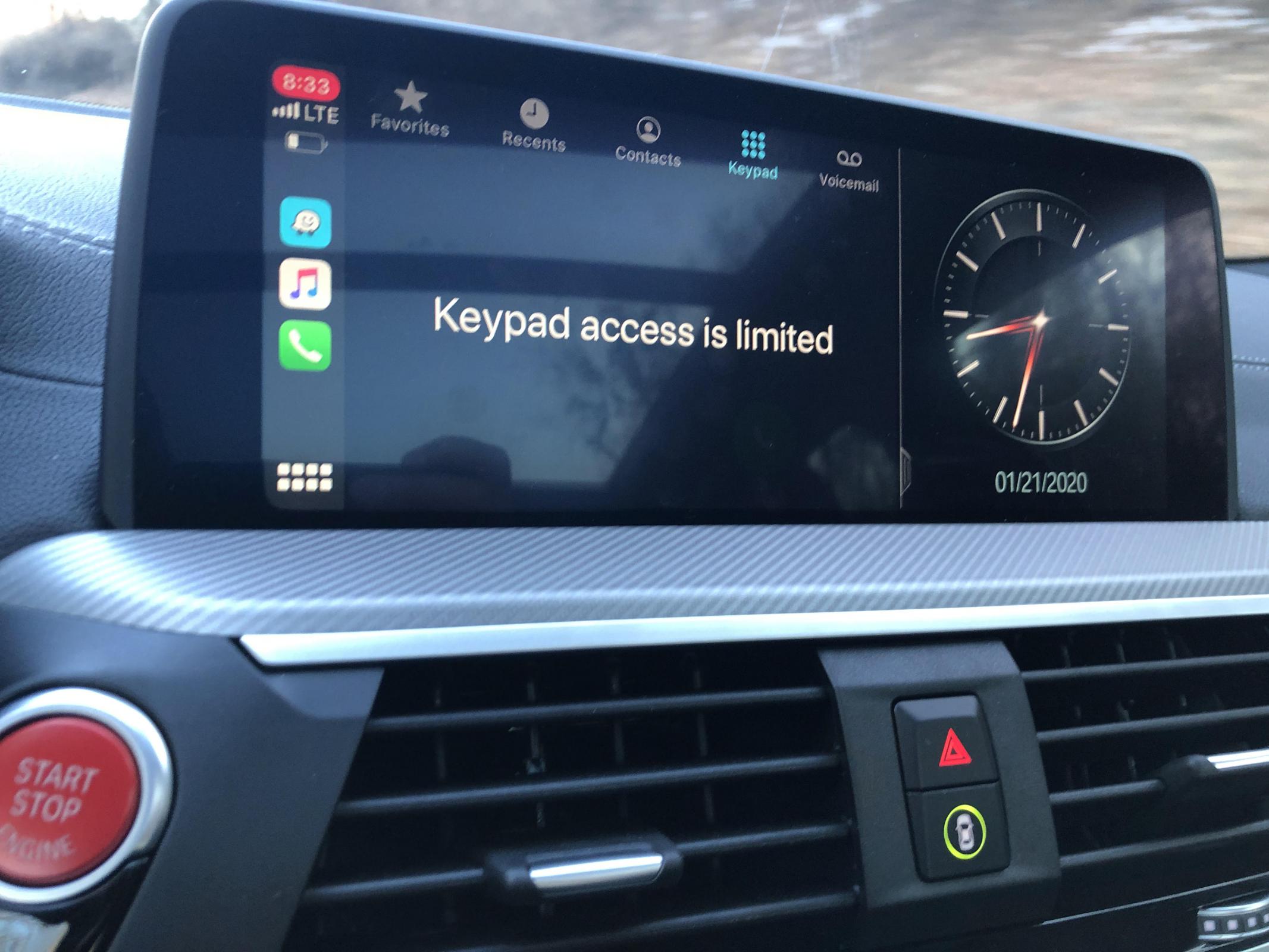 CarPlay "keypad access is limited" Apple Community