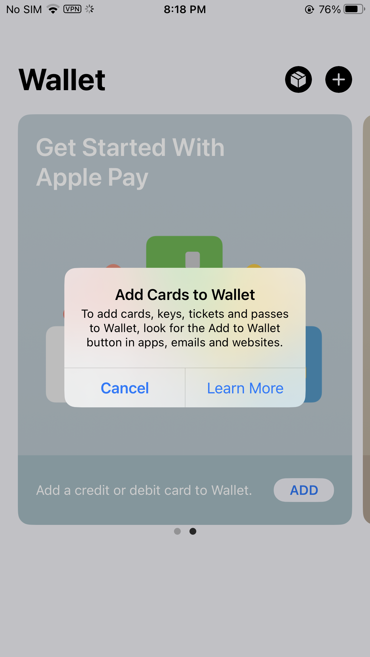 Why I can’t add no card to my wallet Apple Community
