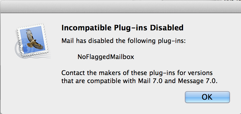 Incompatible. Управление плагинами в почтовике Mac os.