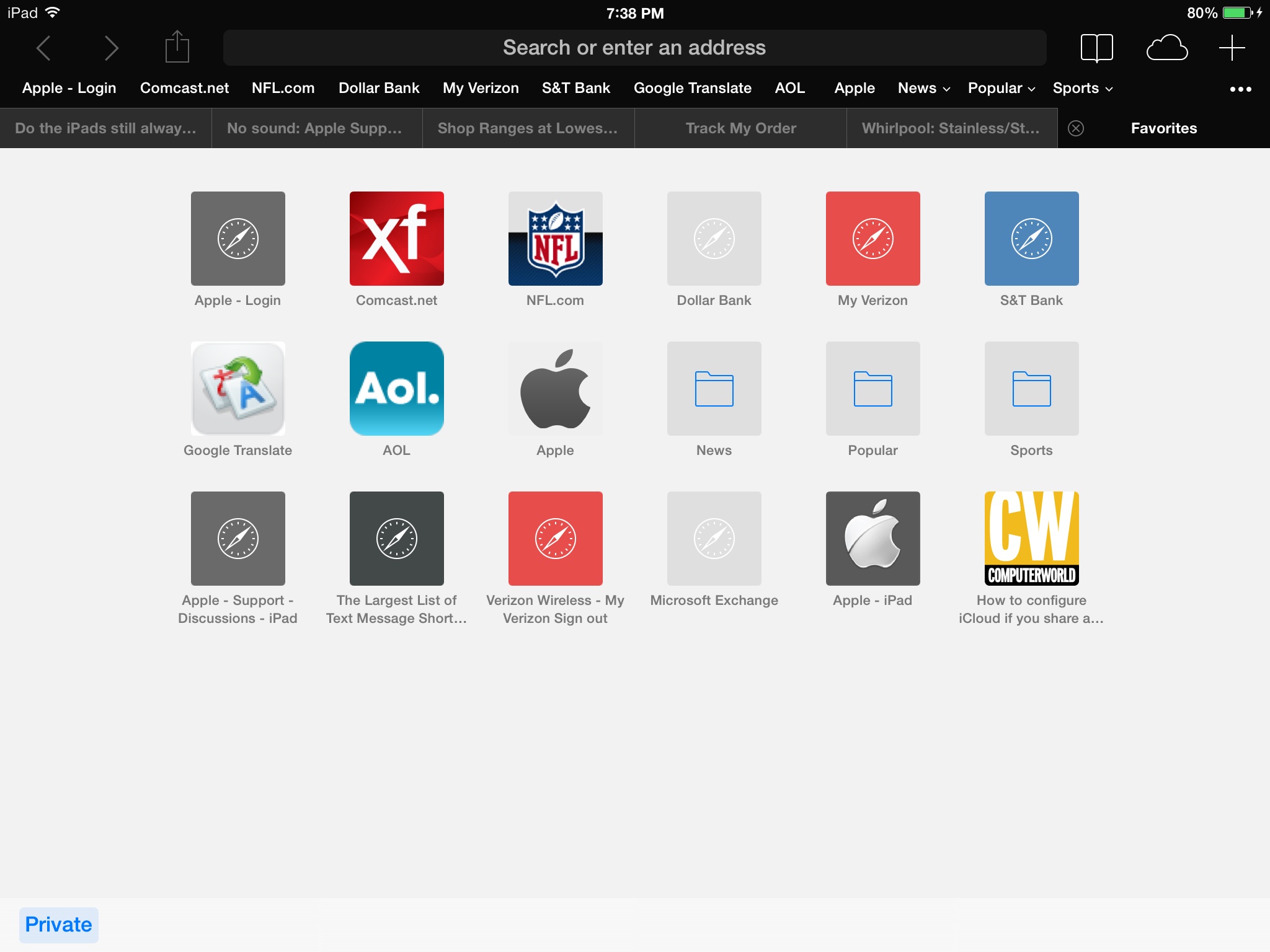 on iPad, turn private browser off? this w… - Apple Community