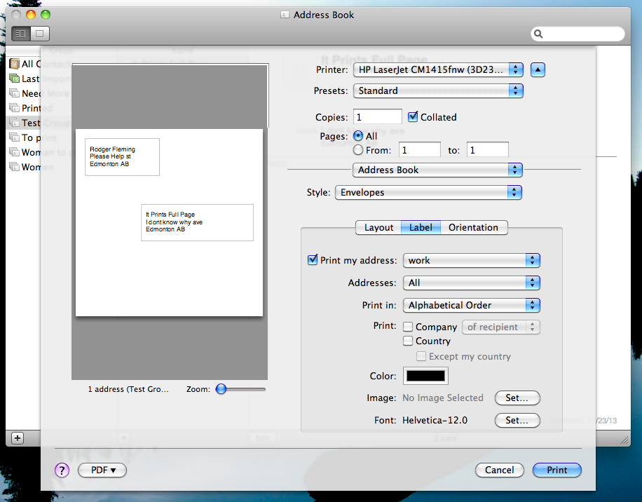Mac Mini envelopes printing full page siz… Apple Community