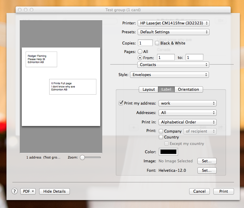 Mac Mini envelopes printing full page siz… Apple Community