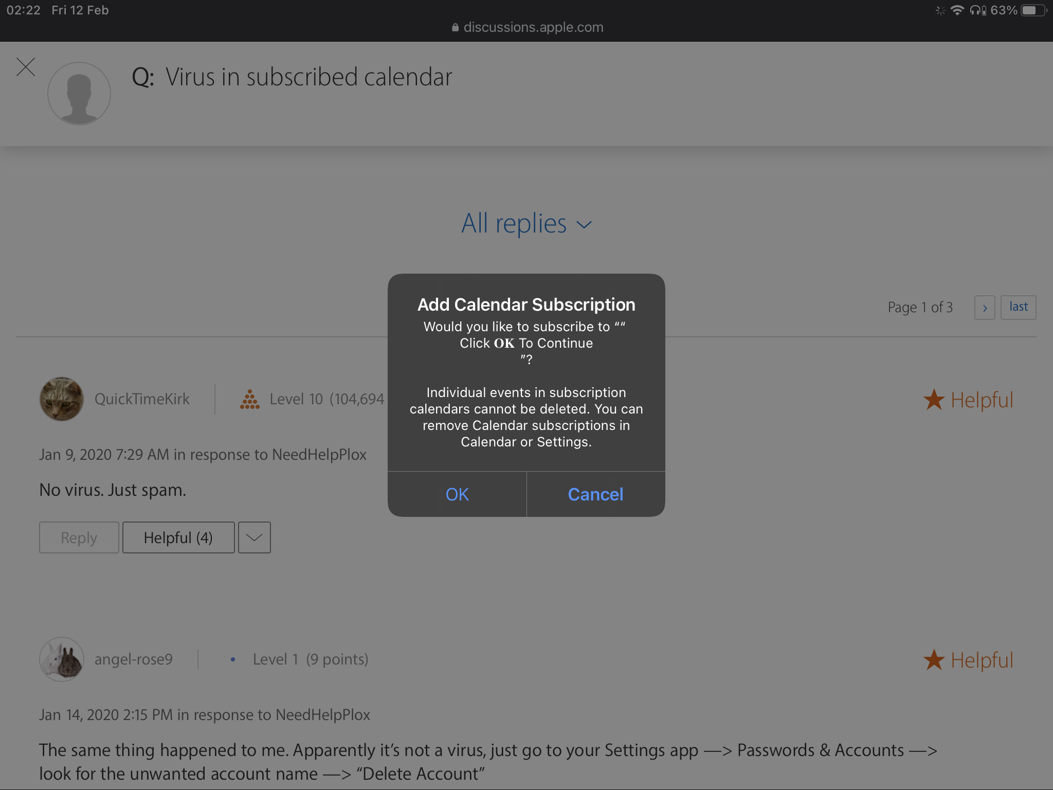 Annoying “add calendar subscription” noti… Apple Community