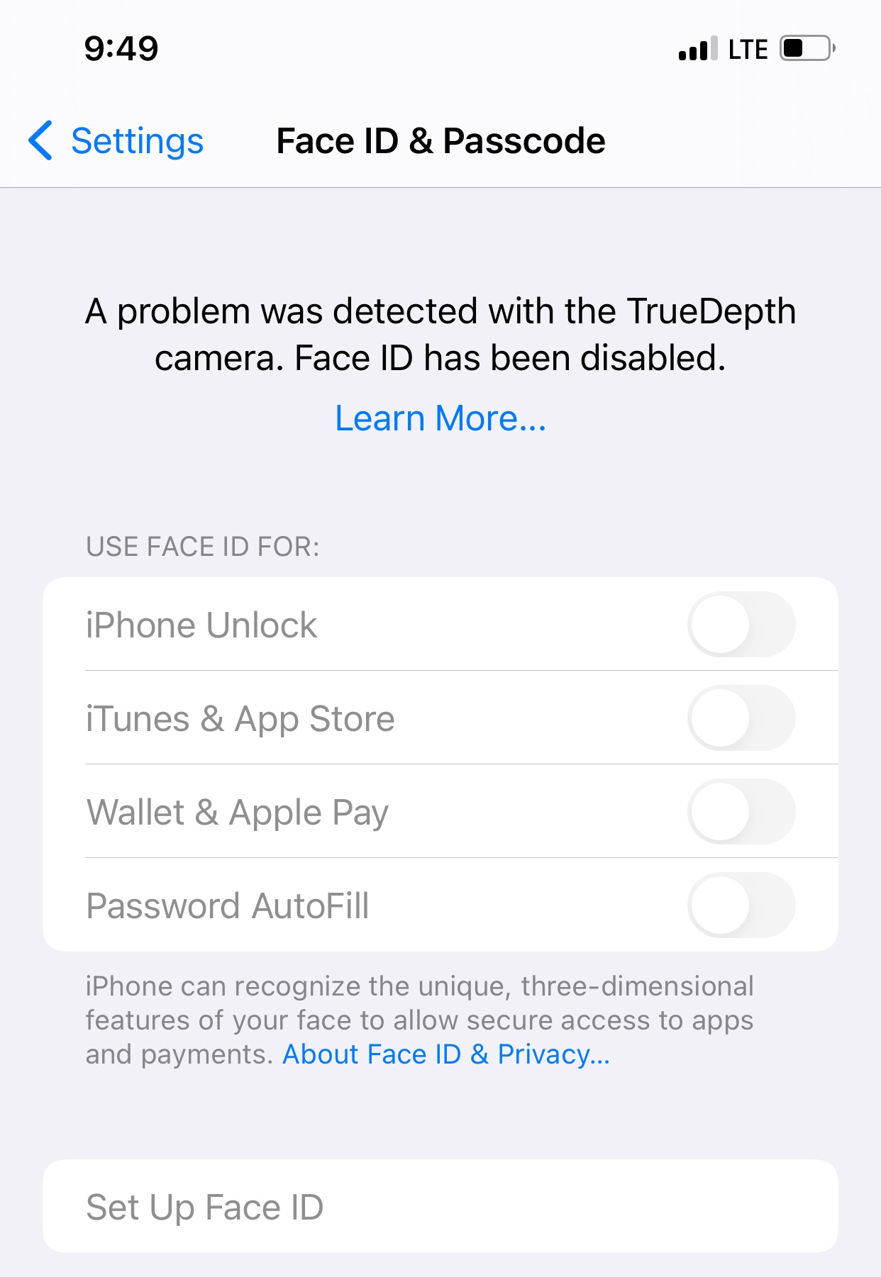 Why is the Face ID button not showing on … Apple Community