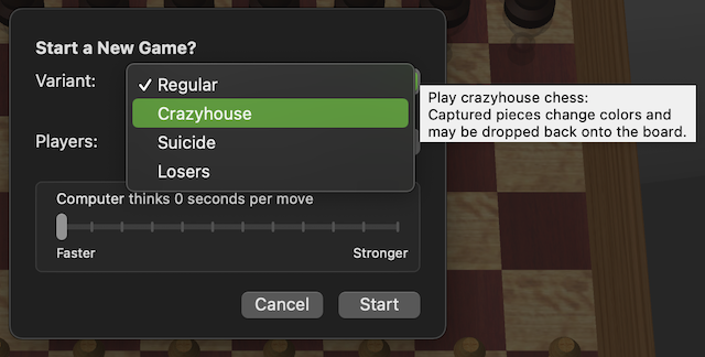 Crazyhouse • Captured pieces can be dropped back on the board instead of  moving a piece. •