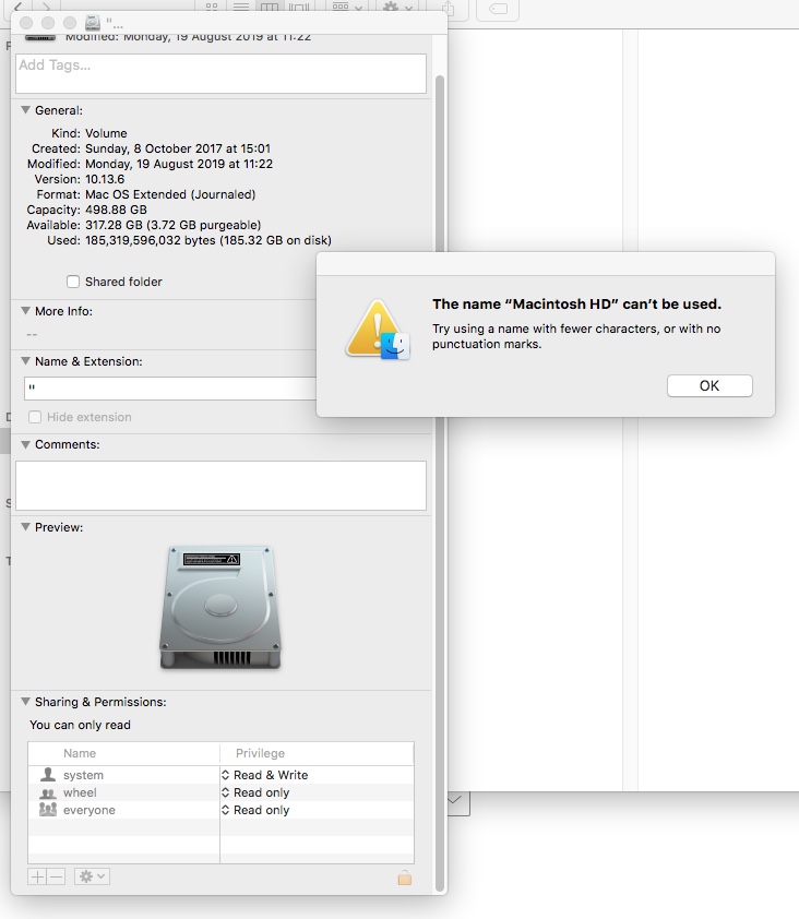 Can't Rename Internal Hard Drive Apple Community