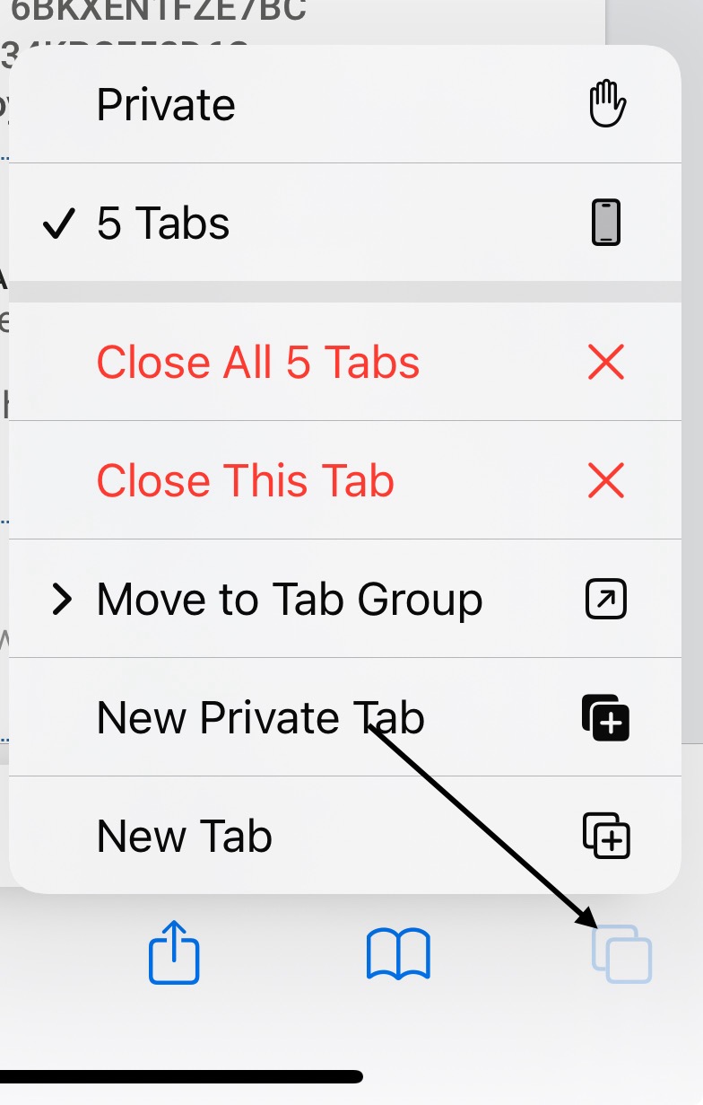 close iphone safari tabs