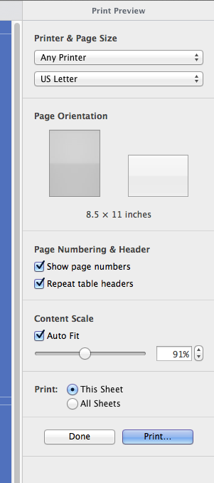 Numbers App On Mac Stuck In Print Setup