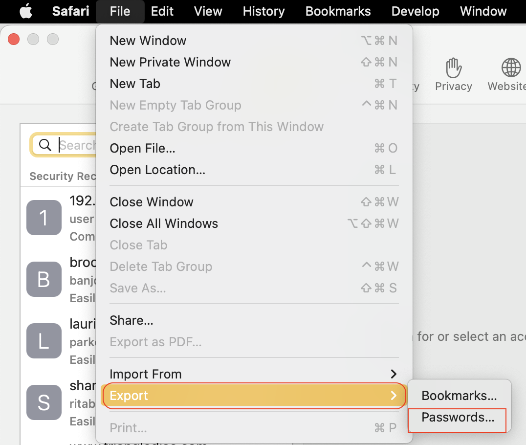 How to export Apple Keychain Passwords? E… Apple Community