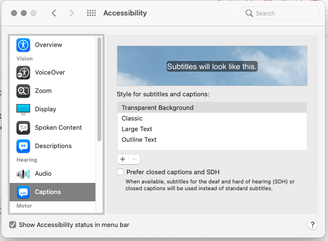 cannot turn off closed captions on macOS Apple Community