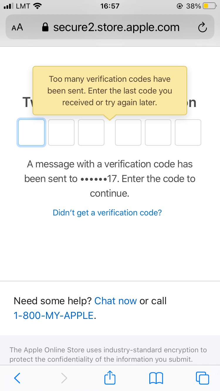 I need to to get my last number code - Apple Community