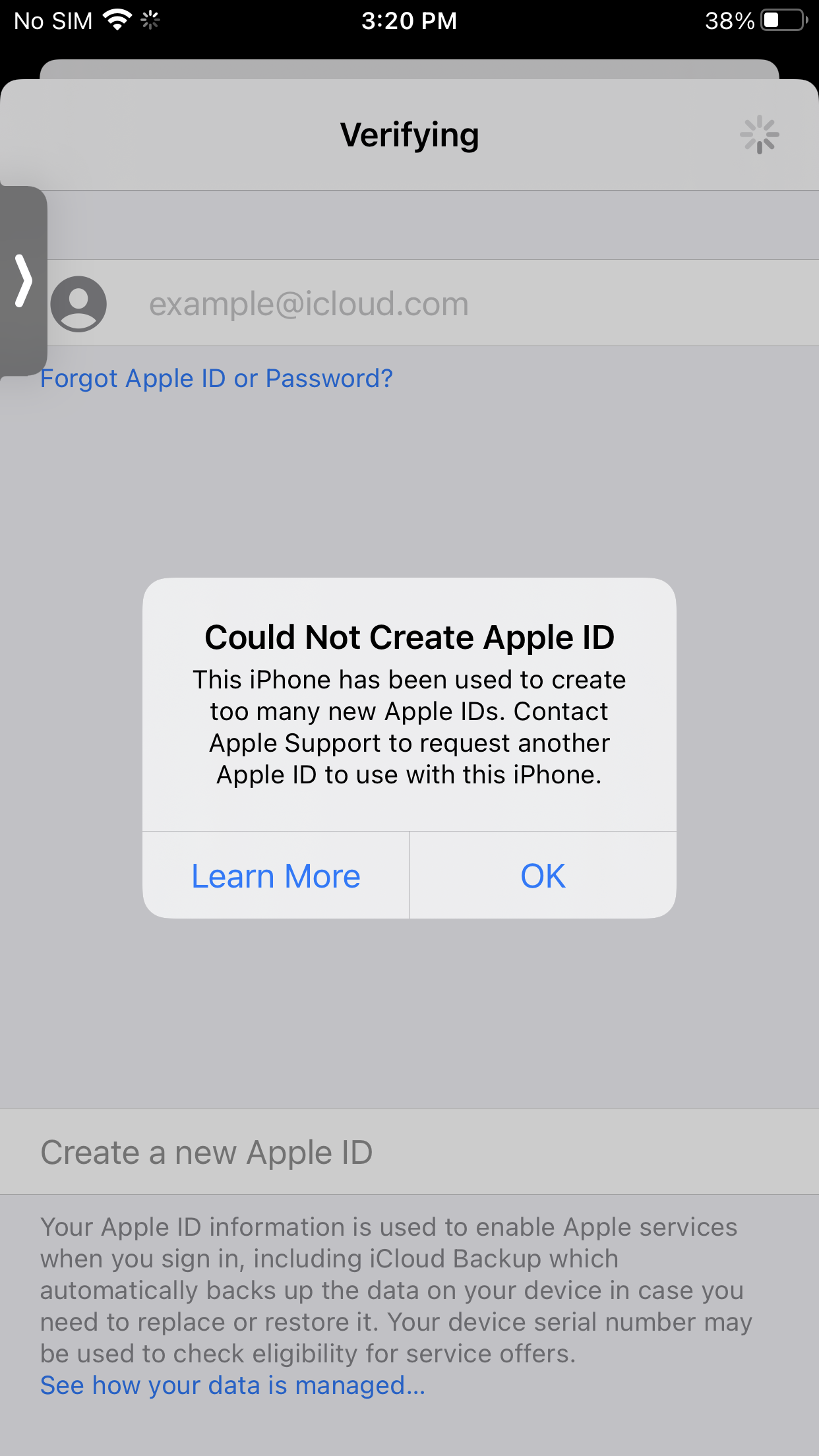 Could Not Create Apple ID This IPhone Has Apple Community