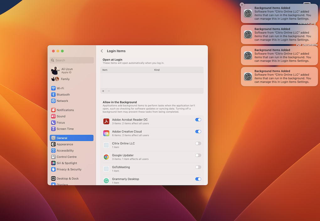 Getting rid of 'Background items added' n… Apple Community