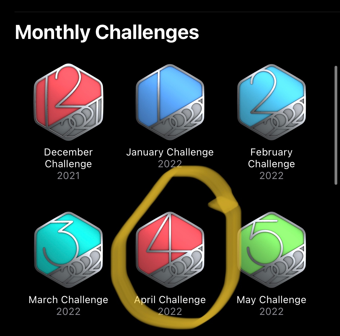April monthly fitness badge wrong colour Apple Community