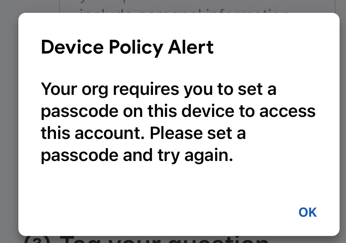 Device policy alert Apple Community