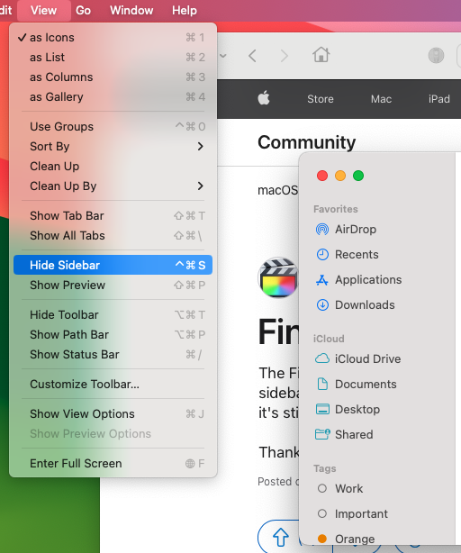 Finder sidebar disappears Apple Community