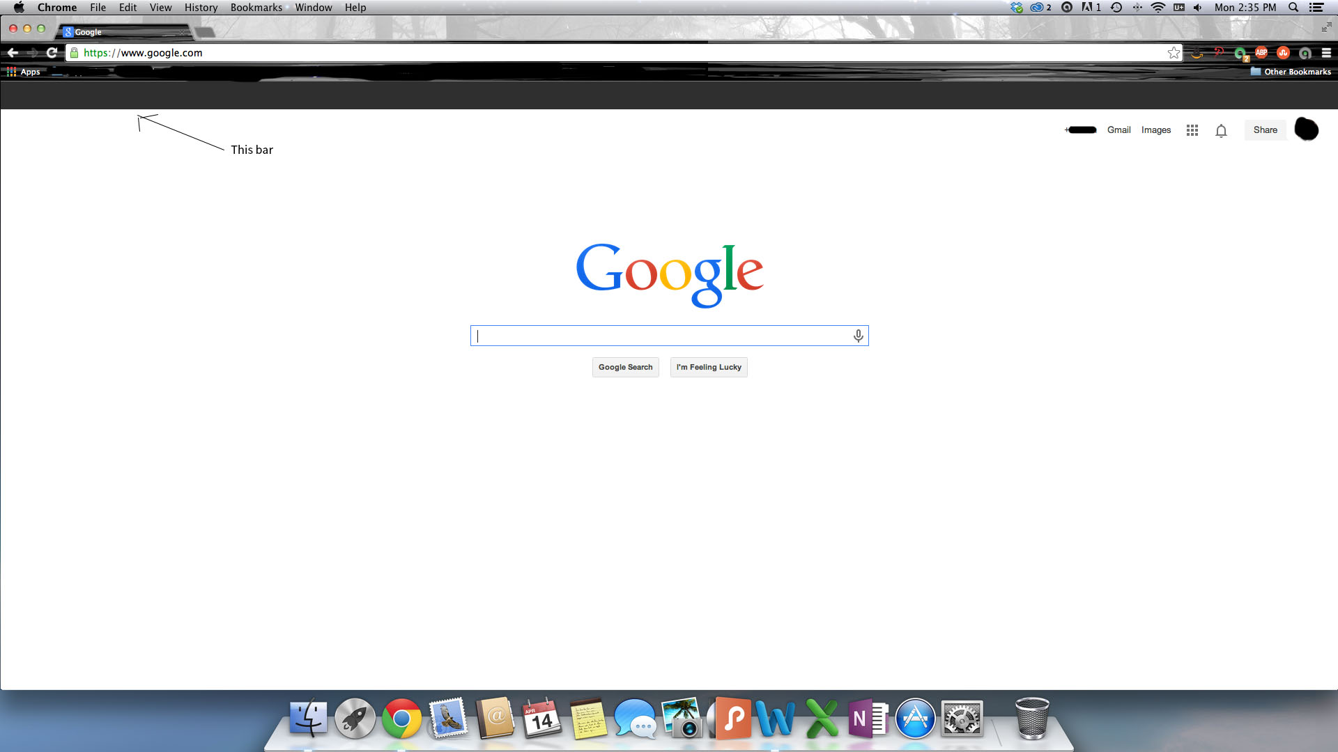 Chrome shows a black bar at the top of th… - Apple Community