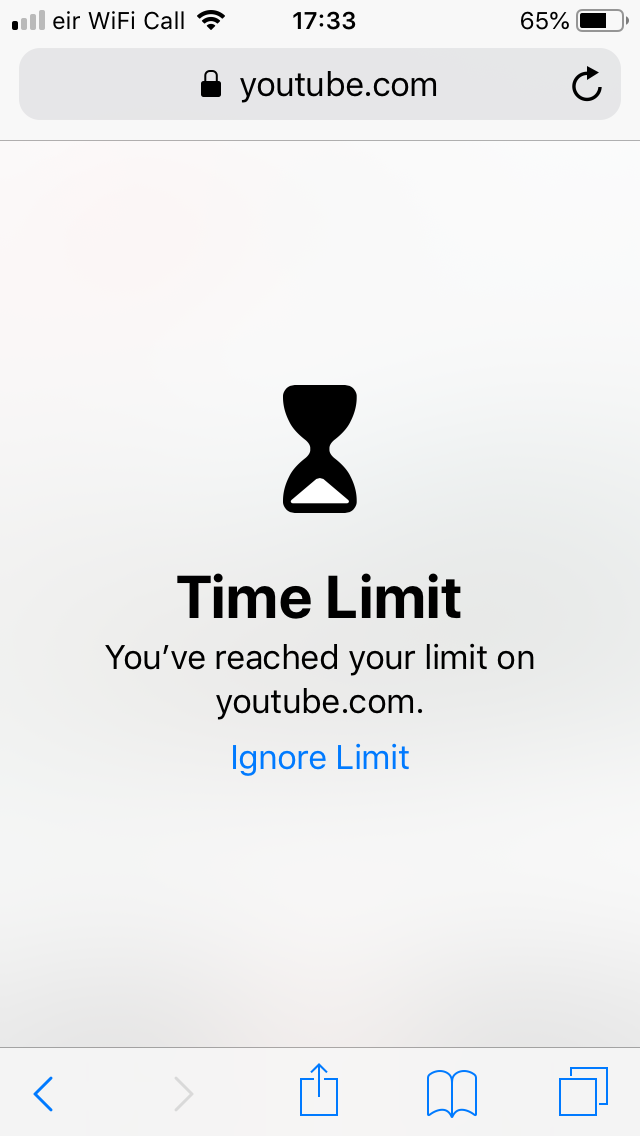 safari app limit not working