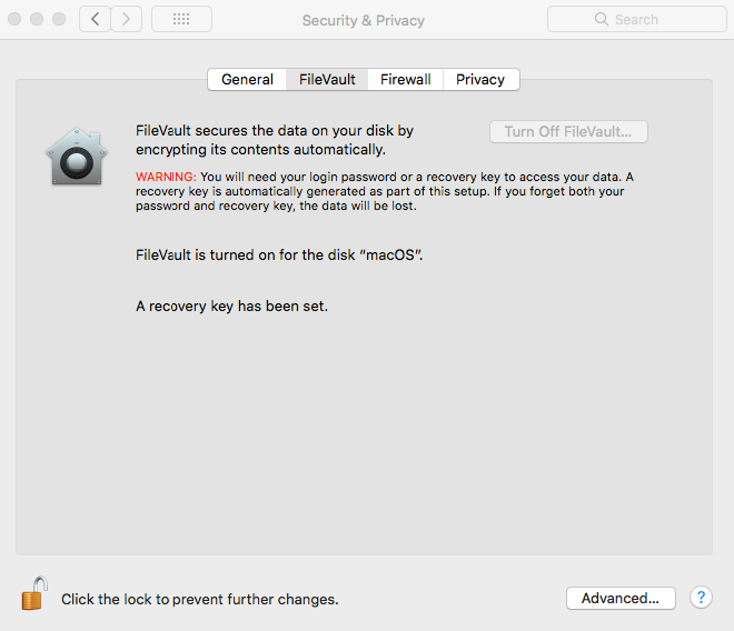Turn off FileVault is grayed out. Apple Community