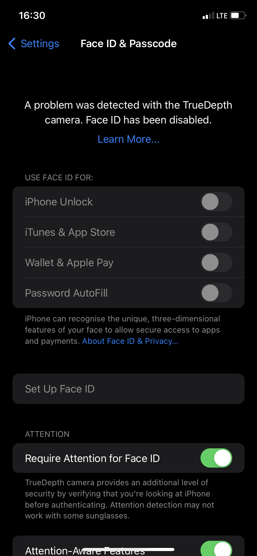 face id issue