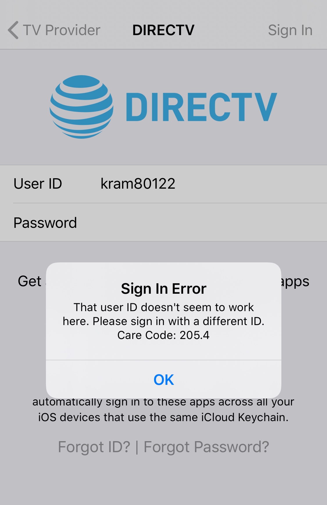 Direct Tv Att Care Code 205 4 Apple Community