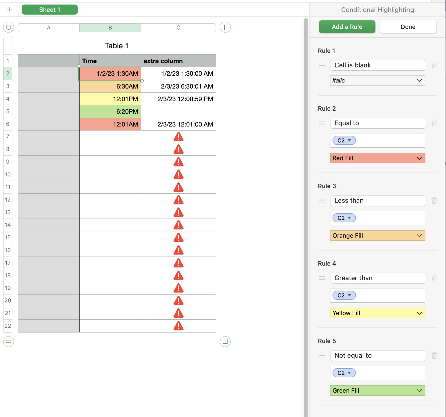 Conditional formatting based on time of d Apple Community