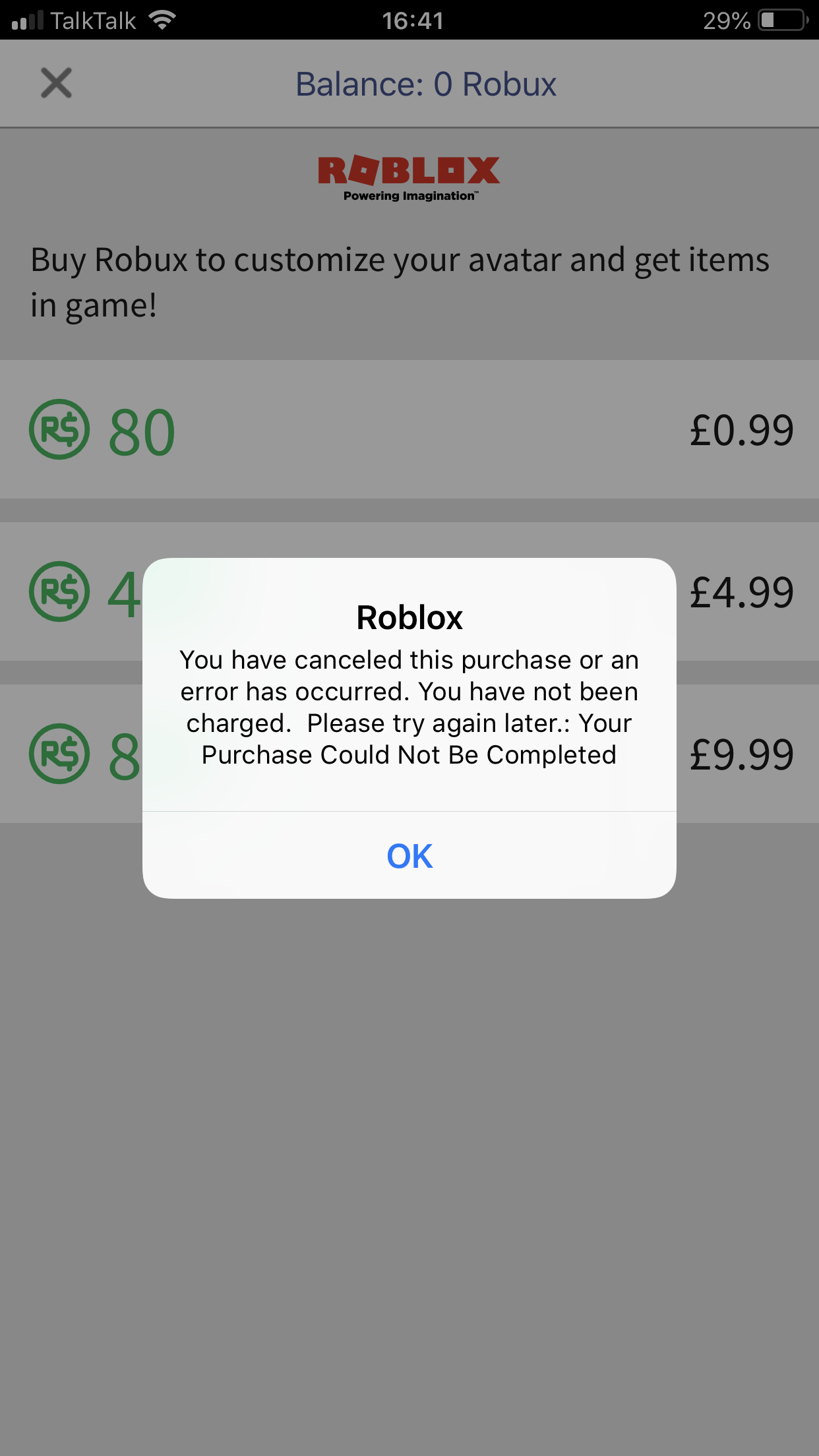 Help Robux Apple Community - balance 0 robux roblox buy robux to customize your avatar