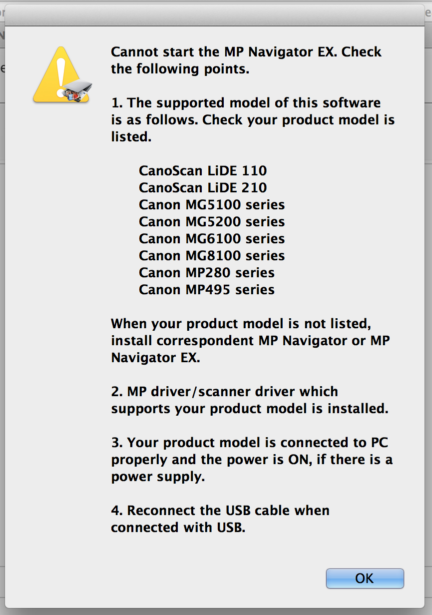 snatch Anvendt eksil Canon MP287 scanner driver cannot start - Apple Community