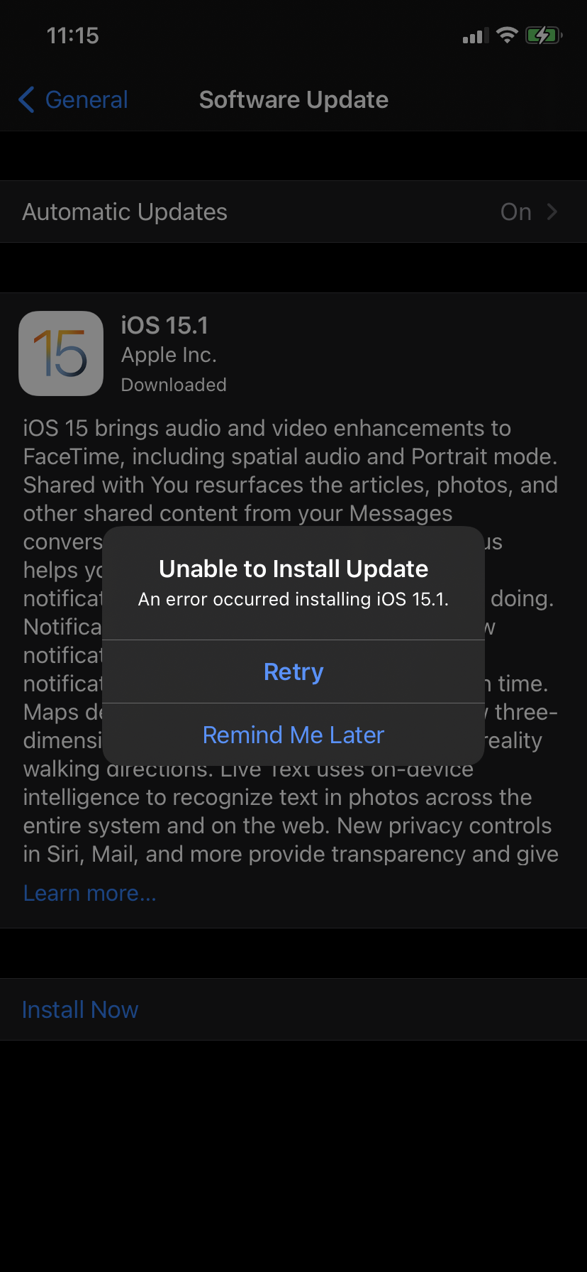 Not able to get XR to update to IOS 15.1.… - Apple Community