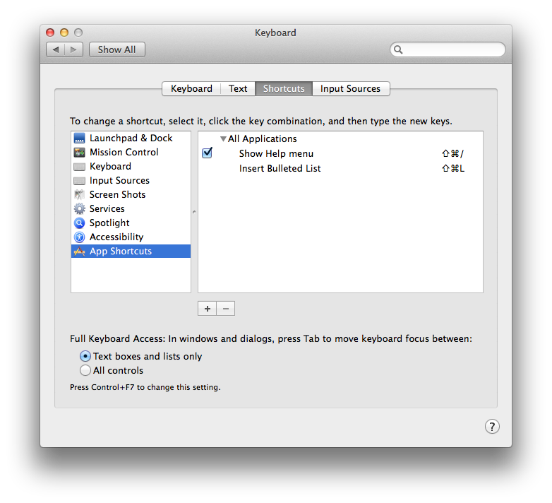 Keyboard Shortcut for bullets Apple Community