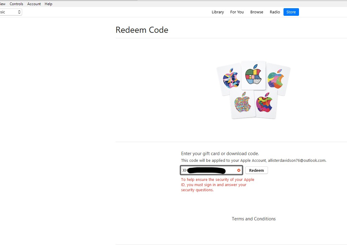 i need a security code for my itunes gift… - Apple Community
