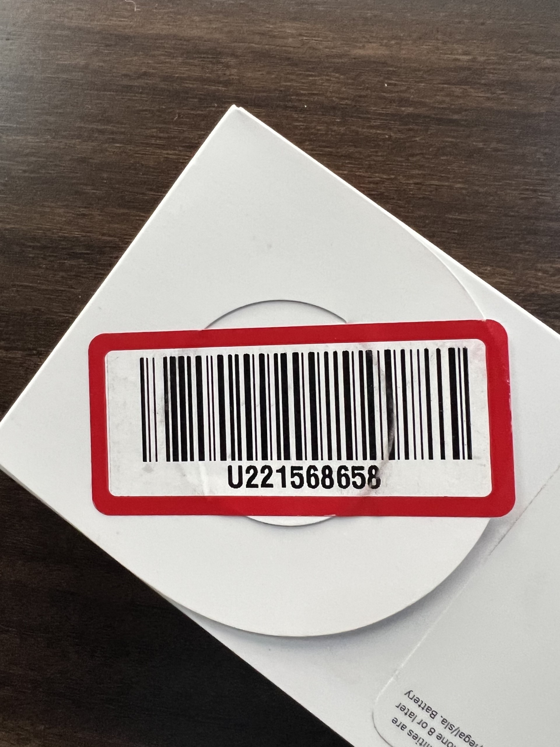 Does anyone recognize this red barcode on… - Apple Community