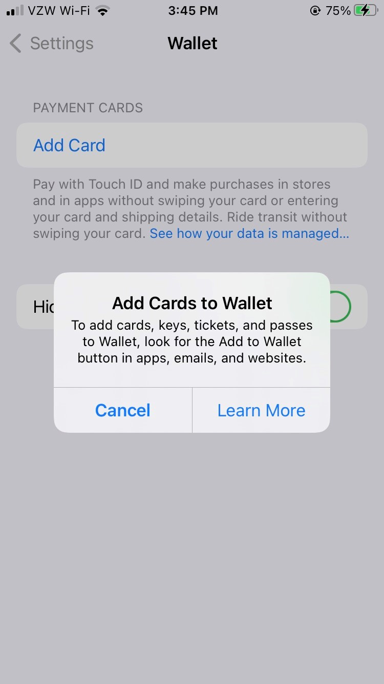 Can't add a payment card to my Apple Pay Apple Community
